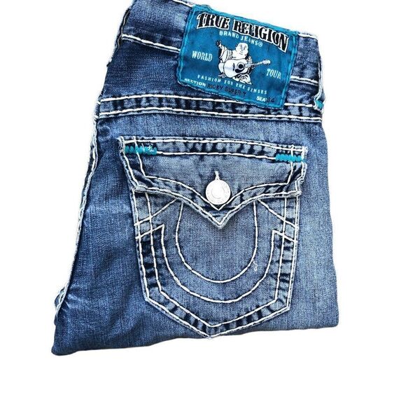 Vintage True Religion Jeans Size 33 RICKY SUPER T Blue - Picture 9 of 13